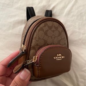 Coach Mini Court Backpack Bag Charm In Signature Canvas